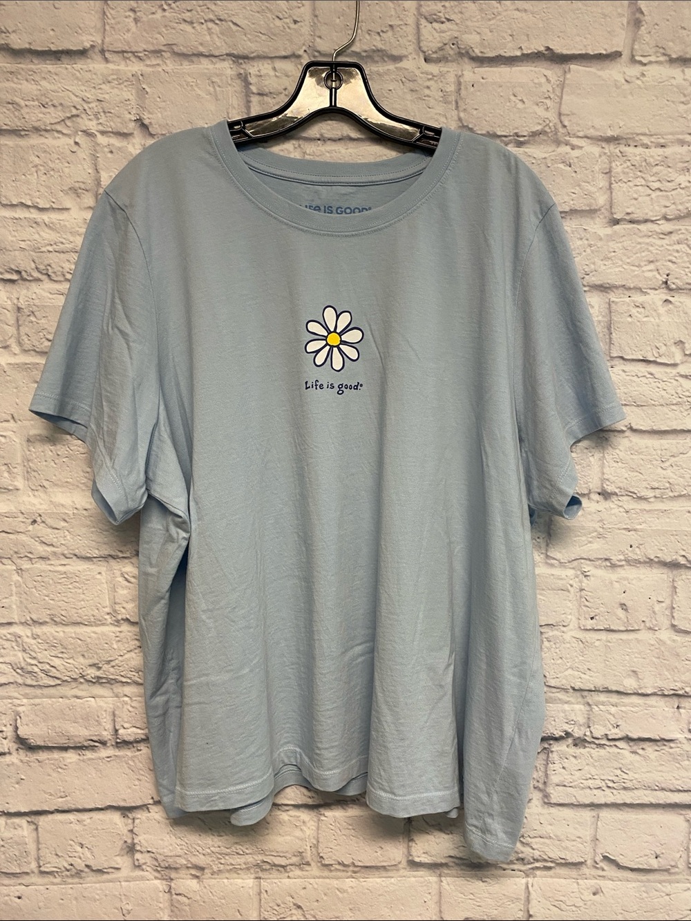 Life Is Good Light Blue Daisy Graphic Crusher Tee Size XXXL